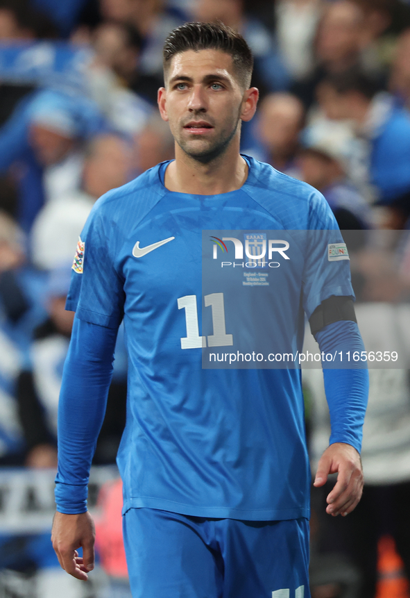 Tasos Bakasetas of Panathinaikos, Greece, is in action during the UEFA Nations League Group 2 match between England and Greece at Wembley St...