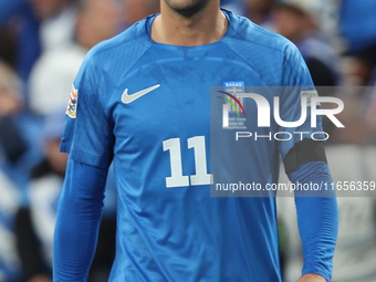 Tasos Bakasetas of Panathinaikos, Greece, is in action during the UEFA Nations League Group 2 match between England and Greece at Wembley St...