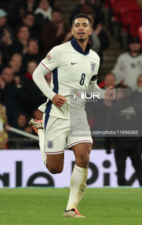 Jude Bellingham of Real Madrid and England celebrates his goal during the UEFA Nations League Group 2 match between England and Greece at We...