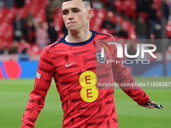 Phil Foden of Manchester City and England participates in the pre-match warm-up during the UEFA Nations League Group 2 match between England...