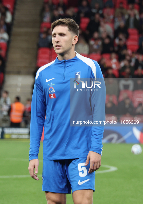 Panaglotis Retsos of Greece participates in the pre-match warm-up during the UEFA Nations League Group 2 match between England and Greece at...