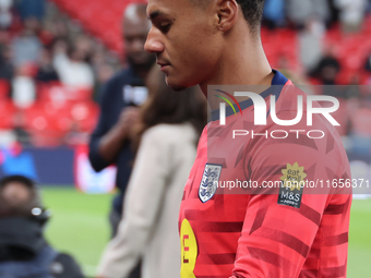 Curtis Jones of Liverpool, England, participates in the pre-match warm-up during the UEFA Nations League Group 2 match between England and G...