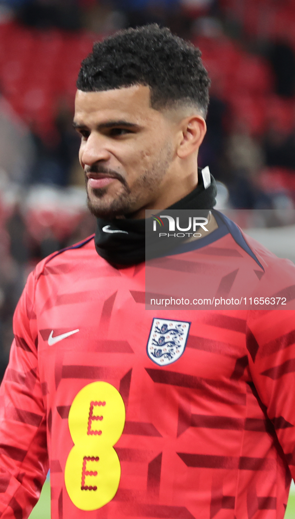 Dominic Solanke of England participates in the pre-match warm-up during the UEFA Nations League Group 2 match between England and Greece at...