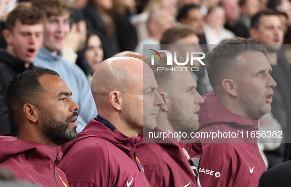 From left to right, Ashley Cole and Lee Carsley, Interim Head Coach of England, are present during the UEFA Nations League Group 2 match bet...