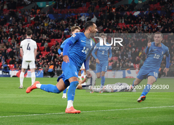 Vangelia Pavlidis of Greece celebrates the winning goal during the UEFA Nations League Group 2 match between England and Greece at Wembley S...