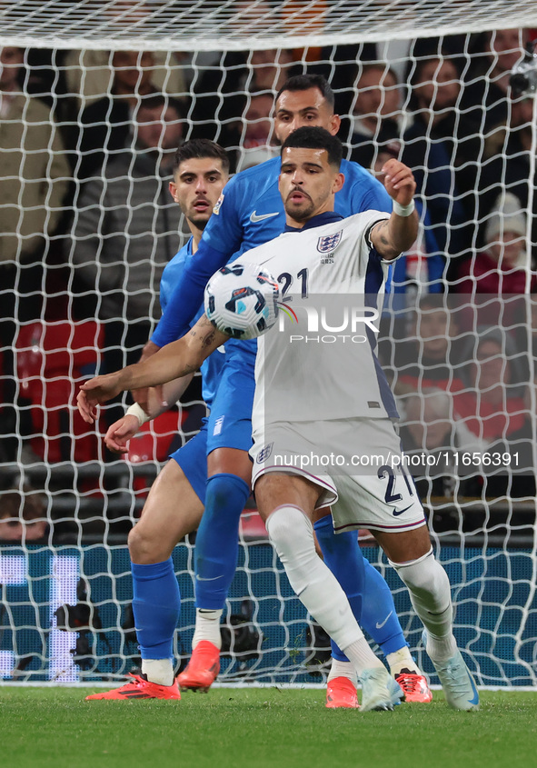 Dominic Solanke of England plays during the UEFA Nations League Group 2 match between England and Greece at Wembley Stadium in London, Engla...