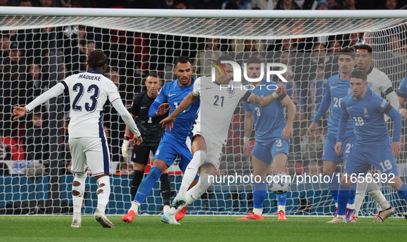 Dominic Solanke of England plays during the UEFA Nations League Group 2 match between England and Greece at Wembley Stadium in London, Engla...