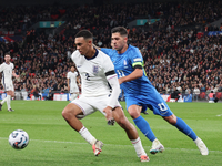 L-R Trent Alexander-Arnold of England holds off Tasos Bakasetas of Greece during the UEFA Nations League Group 2 match between England and G...