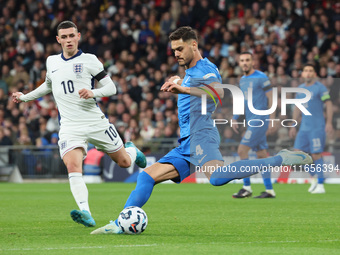 Ninos Mavropanos of West Ham United and Greece is in action during the UEFA Nations League Group 2 match between England and Greece at Wembl...