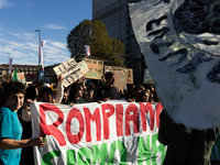 Protesters participate in the climate protest ''Fridays For Future'' in Turin, Italy, on October 11, 2024. The Fridays for the Future moveme...