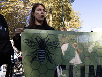 Protesters participate in the climate protest ''Fridays For Future'' in Turin, Italy, on October 11, 2024. The Fridays for the Future moveme...