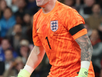 Jordan Pickford of England plays during the UEFA Nations League Group 2 match between England and Greece at Wembley Stadium in London, Engla...