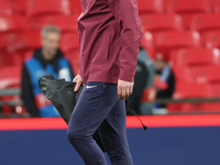 Lee Carsley, Interim Head Coach of England, participates in the pre-match warm-up during the UEFA Nations League Group 2 match between Engla...