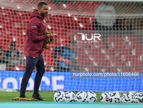 Assistant manager Ashley Cole (interim) of England participates in the pre-match warm-up during the UEFA Nations League Group 2 match betwee...