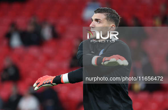 Christos Mandas of Lazio, Greece, participates in the pre-match warm-up during the UEFA Nations League Group 2 match between England and Gre...