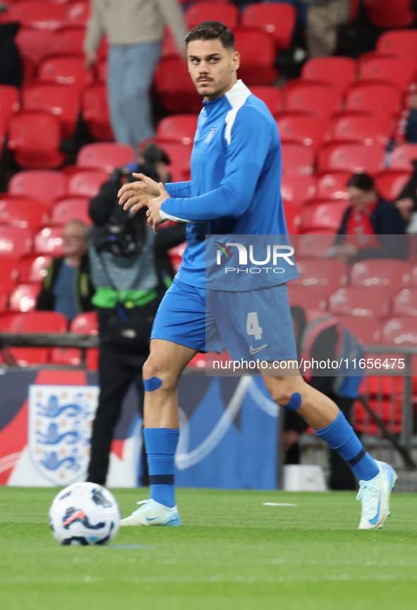 Ninos Mavropanos of West Ham United and Greece participates in the pre-match warm-up during the UEFA Nations League Group 2 match between En...