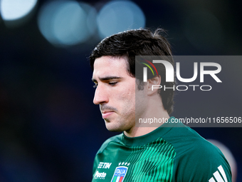 Sandro Tonali of Italy looks on during the UEFA Nations League 2024/25 League A Group A2 match between Italy and Belgium at Stadio Olimpico...