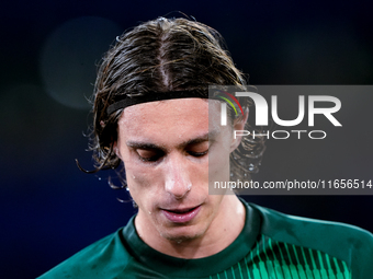 Riccardo Calafiori of Italy looks on during the UEFA Nations League 2024/25 League A Group A2 match between Italy and Belgium at Stadio Olim...