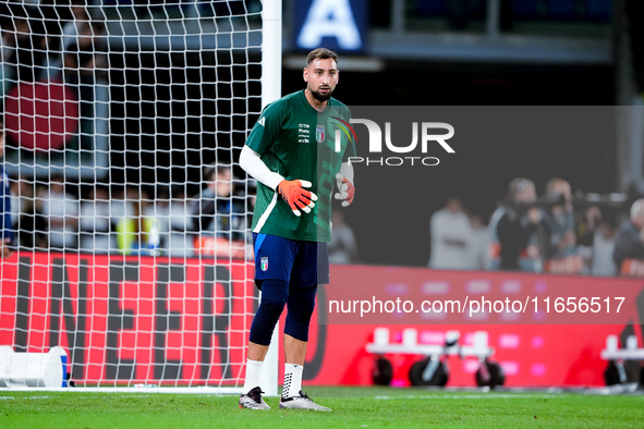 Gianluigi Donnarumma of Italy looks on during the UEFA Nations League 2024/25 League A Group A2 match between Italy and Belgium at Stadio Ol...