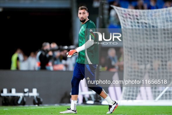 Gianluigi Donnarumma of Italy looks on during the UEFA Nations League 2024/25 League A Group A2 match between Italy and Belgium at Stadio Ol...