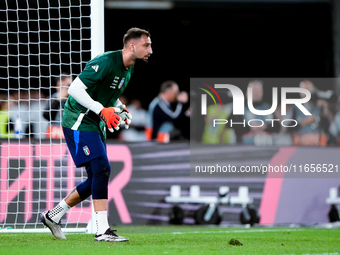 Gianluigi Donnarumma of Italy looks on during the UEFA Nations League 2024/25 League A Group A2 match between Italy and Belgium at Stadio Ol...