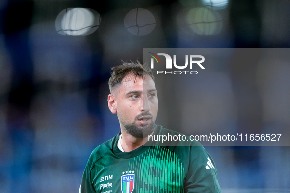 Gianluigi Donnarumma of Italy looks on during the UEFA Nations League 2024/25 League A Group A2 match between Italy and Belgium at Stadio Ol...