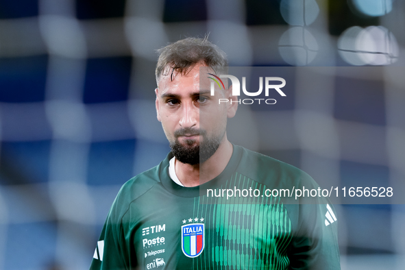 Gianluigi Donnarumma of Italy looks on during the UEFA Nations League 2024/25 League A Group A2 match between Italy and Belgium at Stadio Ol...