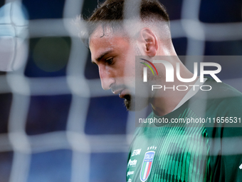 Gianluigi Donnarumma of Italy looks on during the UEFA Nations League 2024/25 League A Group A2 match between Italy and Belgium at Stadio Ol...