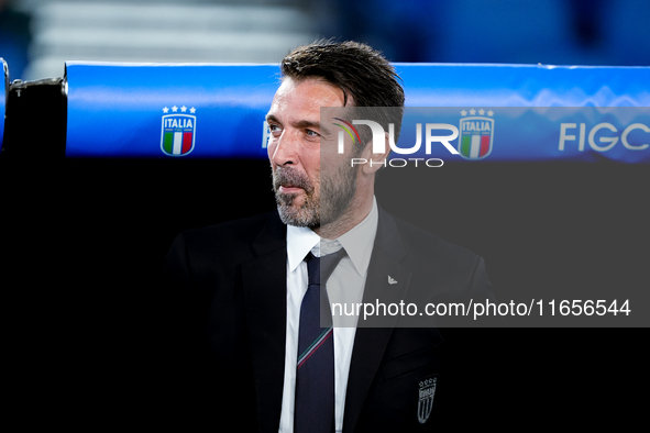 Gianluigi Buffon of Italy looks on during the UEFA Nations League 2024/25 League A Group A2 match between Italy and Belgium at Stadio Olimpi...