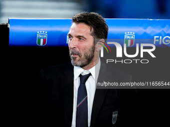 Gianluigi Buffon of Italy looks on during the UEFA Nations League 2024/25 League A Group A2 match between Italy and Belgium at Stadio Olimpi...