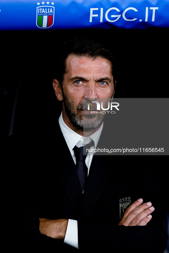 Gianluigi Buffon of Italy looks on during the UEFA Nations League 2024/25 League A Group A2 match between Italy and Belgium at Stadio Olimpi...