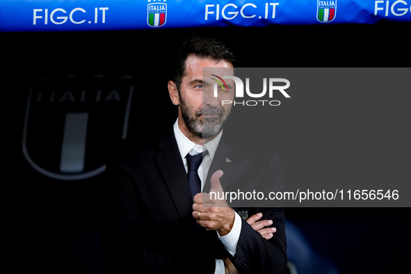 Gianluigi Buffon of Italy looks on during the UEFA Nations League 2024/25 League A Group A2 match between Italy and Belgium at Stadio Olimpi...