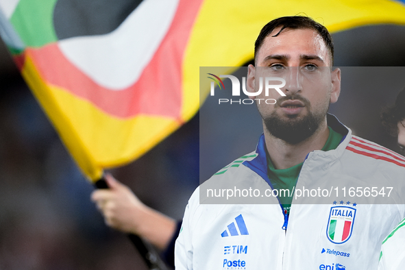 Gianluigi Donnarumma of Italy looks on during the UEFA Nations League 2024/25 League A Group A2 match between Italy and Belgium at Stadio Ol...