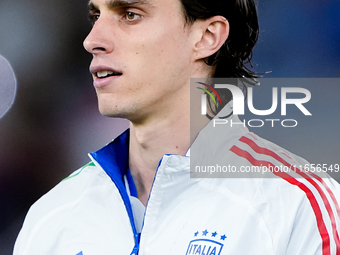 Riccardo Calafiori of Italy during the UEFA Nations League 2024/25 League A Group A2 match between Italy and Belgium at Stadio Olimpico on O...