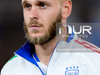 Federico Dimarco of Italy looks on during the UEFA Nations League 2024/25 League A Group A2 match between Italy and Belgium at Stadio Olimpi...