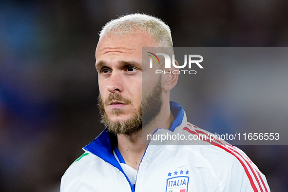 Federico Dimarco of Italy during the UEFA Nations League 2024/25 League A Group A2 match between Italy and Belgium at Stadio Olimpico on Oct...