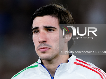 Sandro Tonali of Italy looks on during the UEFA Nations League 2024/25 League A Group A2 match between Italy and Belgium at Stadio Olimpico...