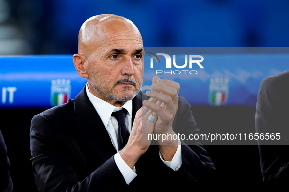 Luciano Spalletti head coach of Italy looks on during the UEFA Nations League 2024/25 League A Group A2 match between Italy and Belgium at S...