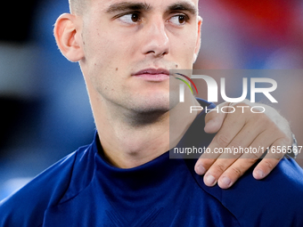 Lorenzo Lucca of Italy looks on during the UEFA Nations League 2024/25 League A Group A2 match between Italy and Belgium at Stadio Olimpico...