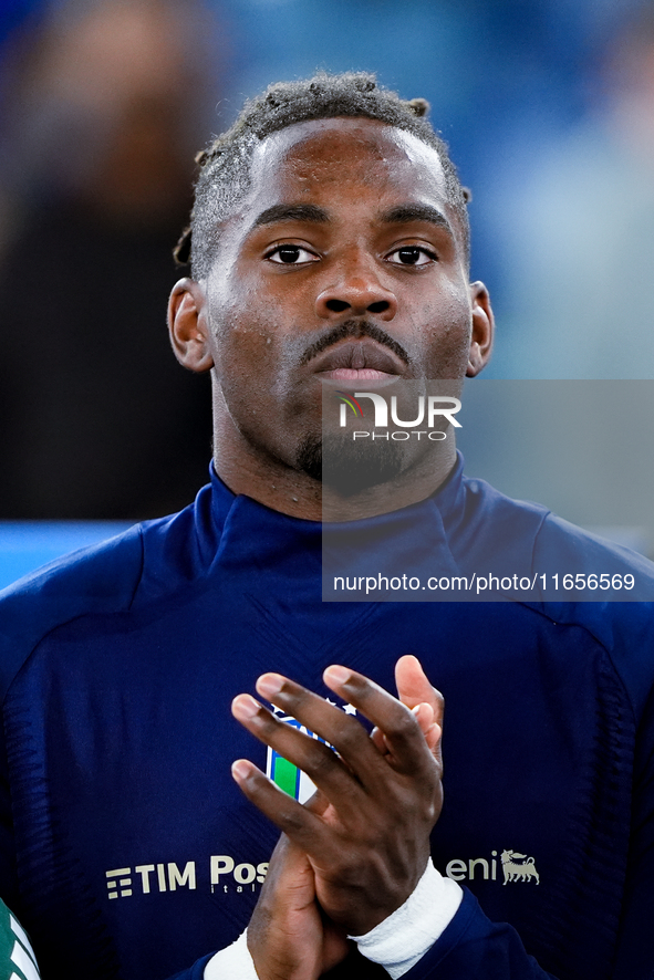 Destiny Udogie of Italy looks on during the UEFA Nations League 2024/25 League A Group A2 match between Italy and Belgium at Stadio Olimpico...