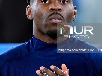 Destiny Udogie of Italy looks on during the UEFA Nations League 2024/25 League A Group A2 match between Italy and Belgium at Stadio Olimpico...