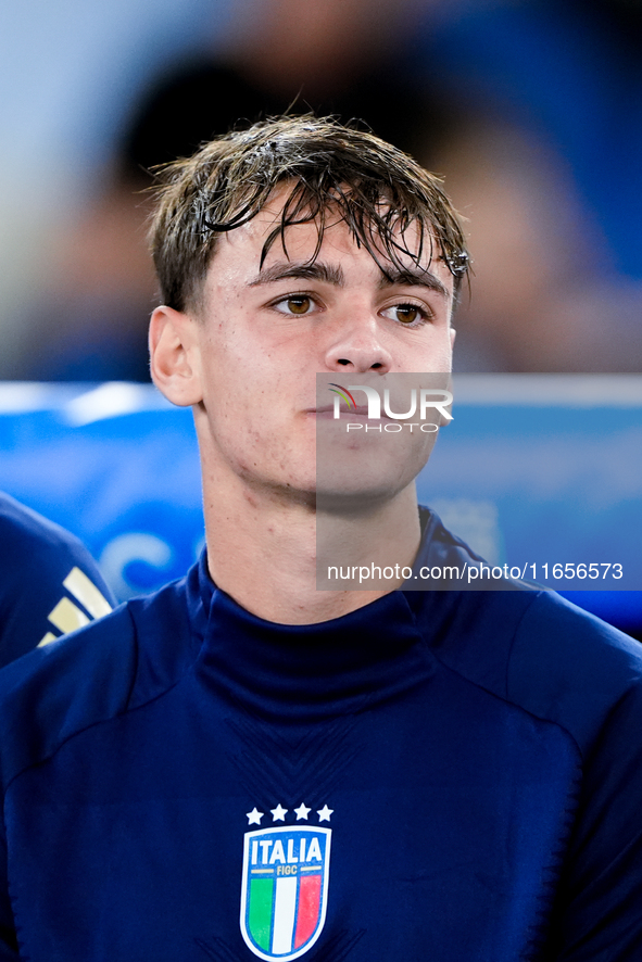 Niccolo' Pisilli of Italy looks on during the UEFA Nations League 2024/25 League A Group A2 match between Italy and Belgium at Stadio Olimpi...