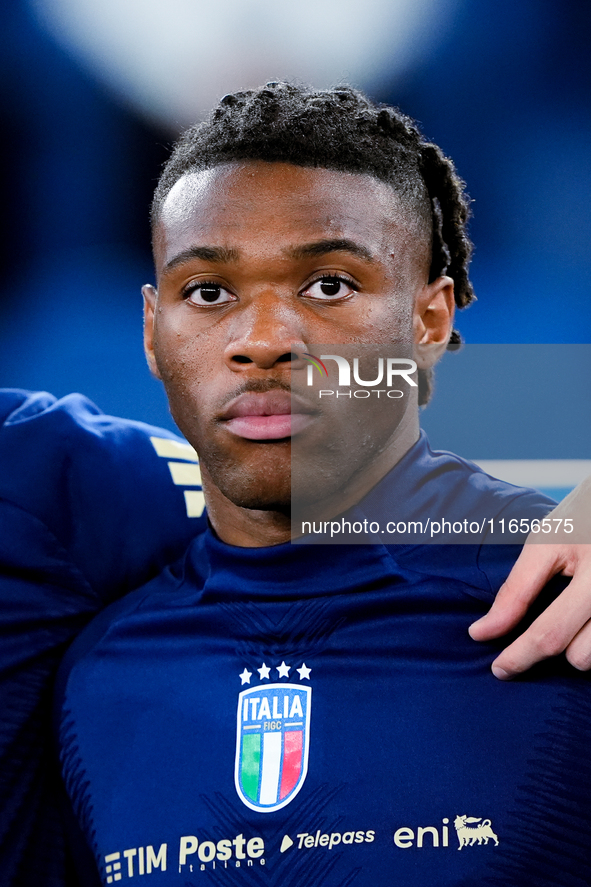 Caleb Okoli of Italy looks on during the UEFA Nations League 2024/25 League A Group A2 match between Italy and Belgium at Stadio Olimpico on...