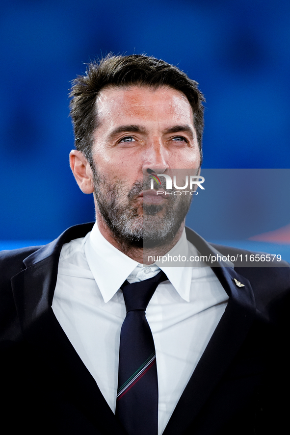 Gianluigi Buffon of Italy looks on during the UEFA Nations League 2024/25 League A Group A2 match between Italy and Belgium at Stadio Olimpi...