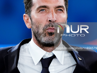 Gianluigi Buffon of Italy looks on during the UEFA Nations League 2024/25 League A Group A2 match between Italy and Belgium at Stadio Olimpi...