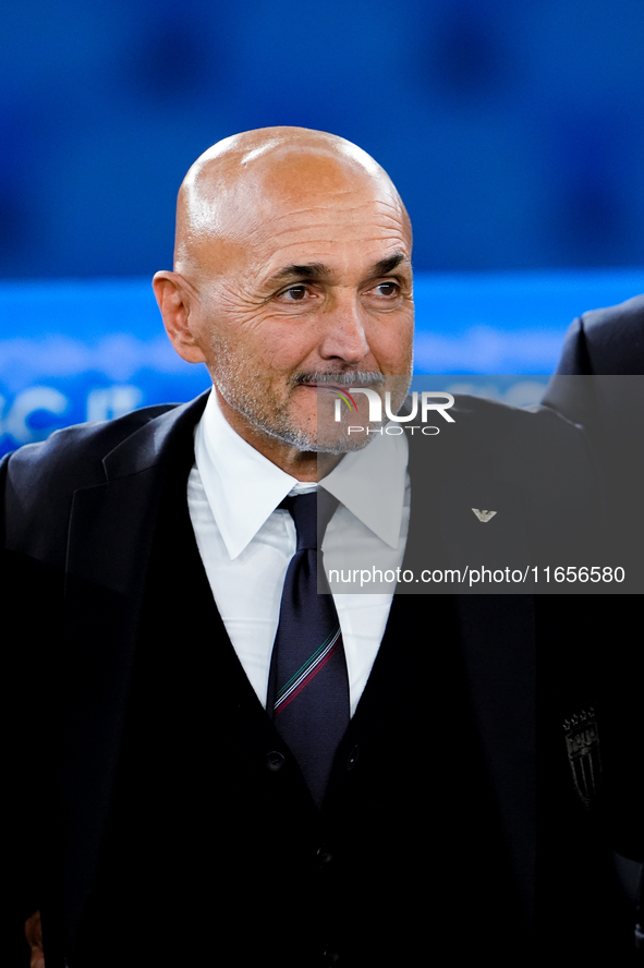 Luciano Spalletti head coach of Italy looks on during the UEFA Nations League 2024/25 League A Group A2 match between Italy and Belgium at S...