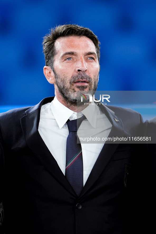 Gianluigi Buffon of Italy looks on during the UEFA Nations League 2024/25 League A Group A2 match between Italy and Belgium at Stadio Olimpi...