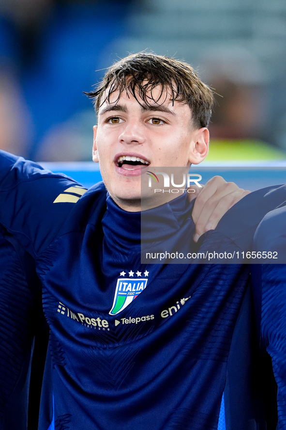 Niccolo' Pisilli of Italy looks on during the UEFA Nations League 2024/25 League A Group A2 match between Italy and Belgium at Stadio Olimpi...