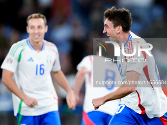 Andrea Cambiaso of Italy celebrates after scoring first goal during the UEFA Nations League 2024/25 League A Group A2 match between Italy an...