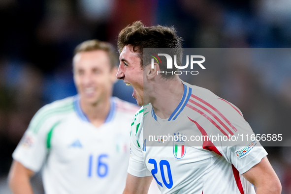 Andrea Cambiaso of Italy celebrates after scoring first goal during the UEFA Nations League 2024/25 League A Group A2 match between Italy an...